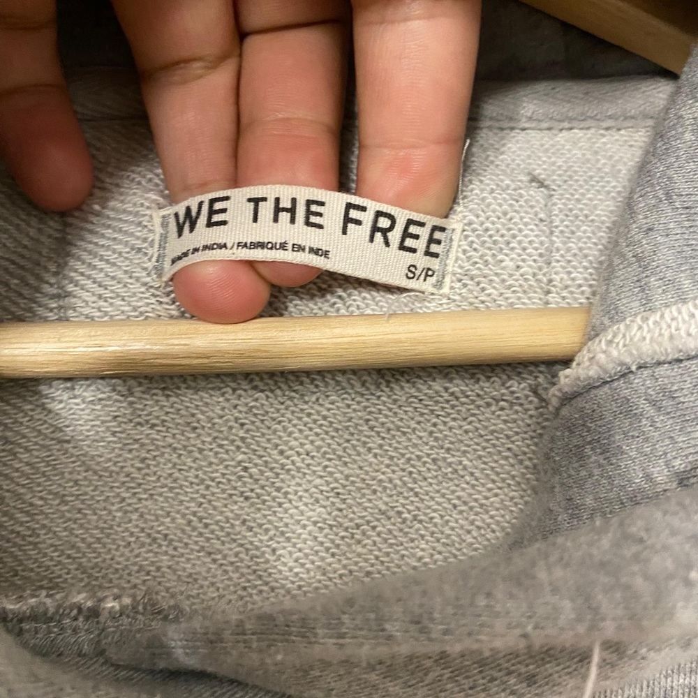 We The Free Gray Hoodie Sweater with Yellow Quilted Front - Picture 4 of 4
